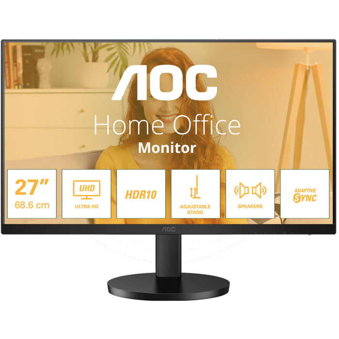 AOC U27B3AF 27" 4K UHD Business Monitor 3840x2160 - IPS Panel - HDR10 - Anti-Glare - DisplayPort - HDMI -  Speaker -  Height Adjustable - 100x100 VESA