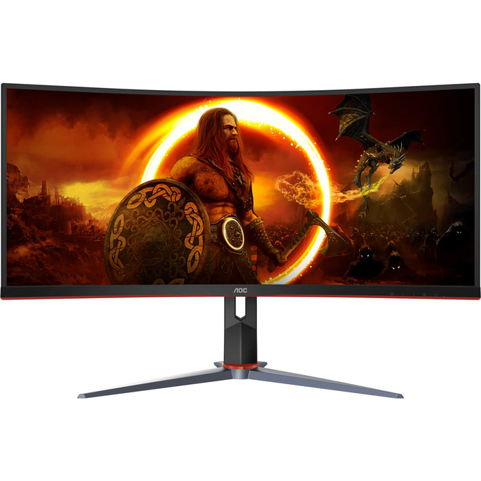 AOC CU34G2XP 34" WQHD 180Hz Curved Ultrawide Gaming Monitor 3440x1440 - 1ms - DisplayPort - HDMI - USB Hub - AMD FreeSync - Height Adjustable - 100x100 VESA