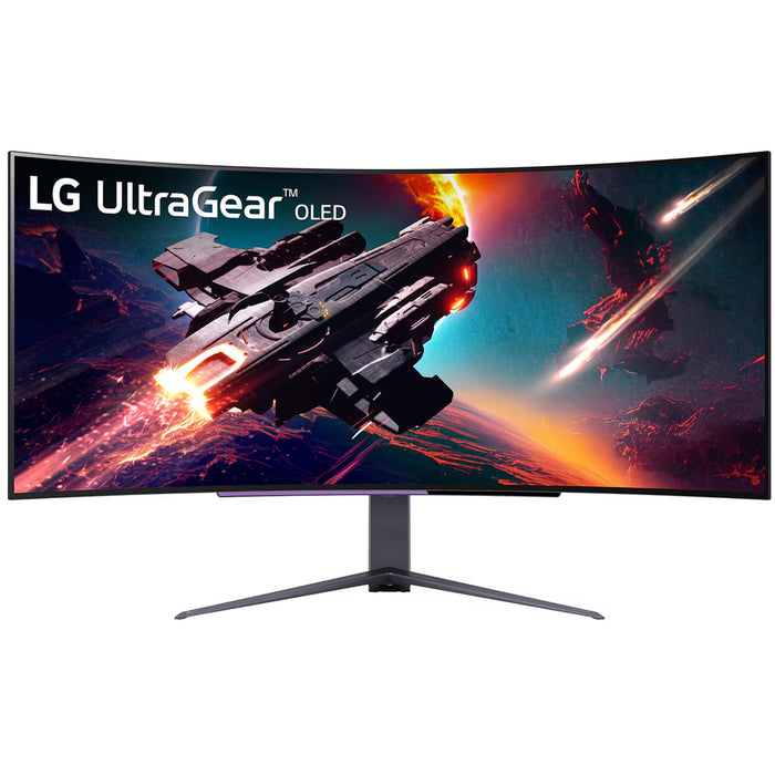 LG UltraGear 45GS96QB-B 45" WQHD 240Hz Curved 800R OLED Gaming Monitor 3440x1440 - 0.03ms - DisplayPort - HDMI - USB-C 65W - TrueBlack HDR400 - G-Sync Compatible & AMD FreeSync Premium Pro - Speaker - Height Adjustable - 100x100 VESA