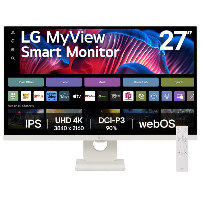 LG 27SR73U-W 27" 4K UHD Smart Monitor - White 3840x2160 - IPS Panel -  HDMI 2.1 + USB-C 65W - Bluetooth & Wifi - Speaker - Support MiraCast and Airplay