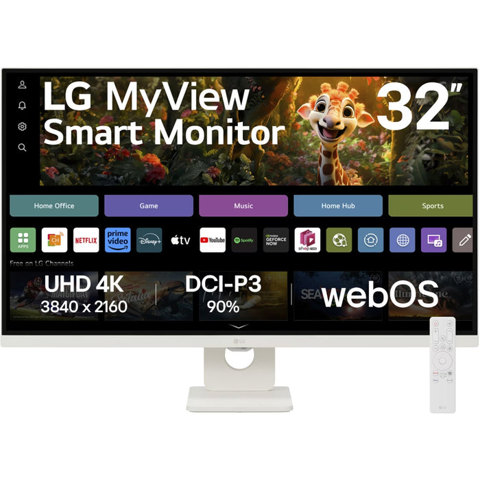 LG 32SR73U-W 32" 4K UHD Smart Monitor - White 3840x2160 - HDMI 2.1 + USB-C 65W - Bluetooth & WiFi - Speaker - Support MiraCast & Airplay