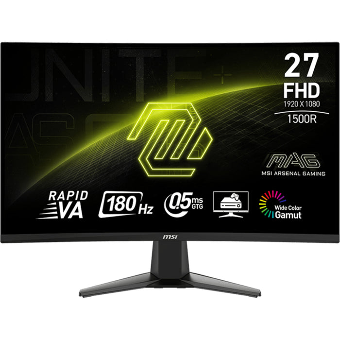 MSI MAG 27C6F 27" FHD 180Hz Curved Gaming Monitor 1920x1080  - 0.5ms - DisplayPort - 2x HDMI - Anti-Flicker - Adaptive FreeSync - 100x100 VESA