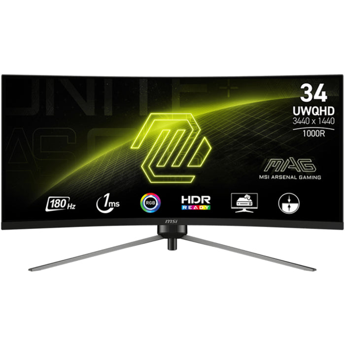 MSI MAG 345CQR 34" 180Hz Curved Ultrawide Gaming Monitor 3440x1440 - 1ms - DisplayPort - 2x HDMI - AMD FreeSync Premium - Height Adjustable - 100x100 VESA