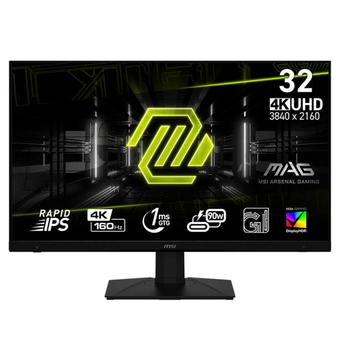 MSI MAG 322UPF 32" UHD 160Hz Rapid IPS Gaming Monitor 3840x2160 - 1ms - DisplayPort - 2x HDMI 2.1 - USB-C 90W - HDR400 - AMD FreeSync Premium - Height Adjustable - 100x100 VESA