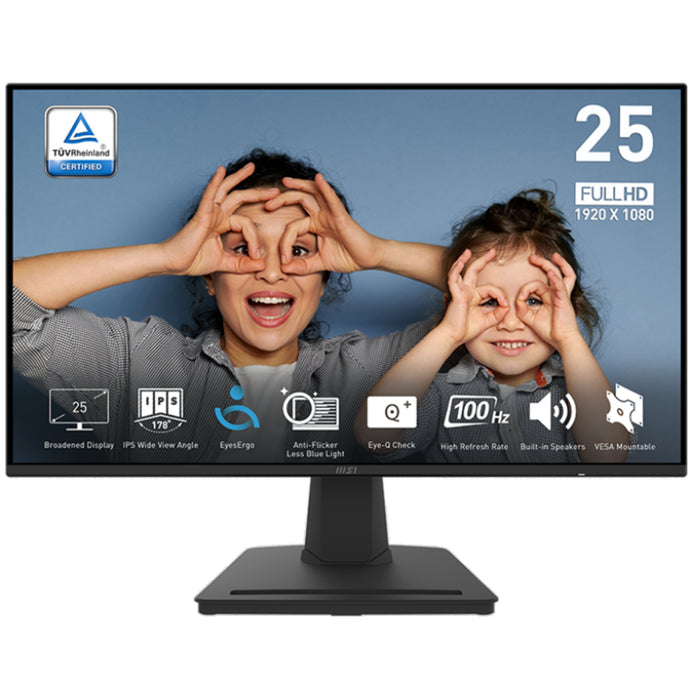 MSI Pro MP252 24.5" FHD 100hz Business Monitor 1920x1080 - IPS Panel - HDMI - Displayport - Speakers - Tilt Adjustable - 100x100 VESA