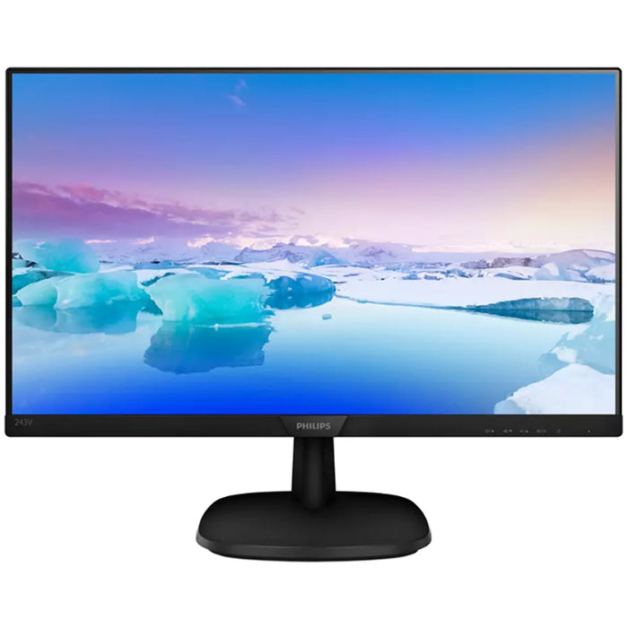 Philips 243V7QJAB/79 24" FHD Monitor 1920x1080 - IPS - DisplayPort - HDMI - VGA - Speakers - Super Slim - Flicker-Free - Tilt Adjustable - 100x100 VESA