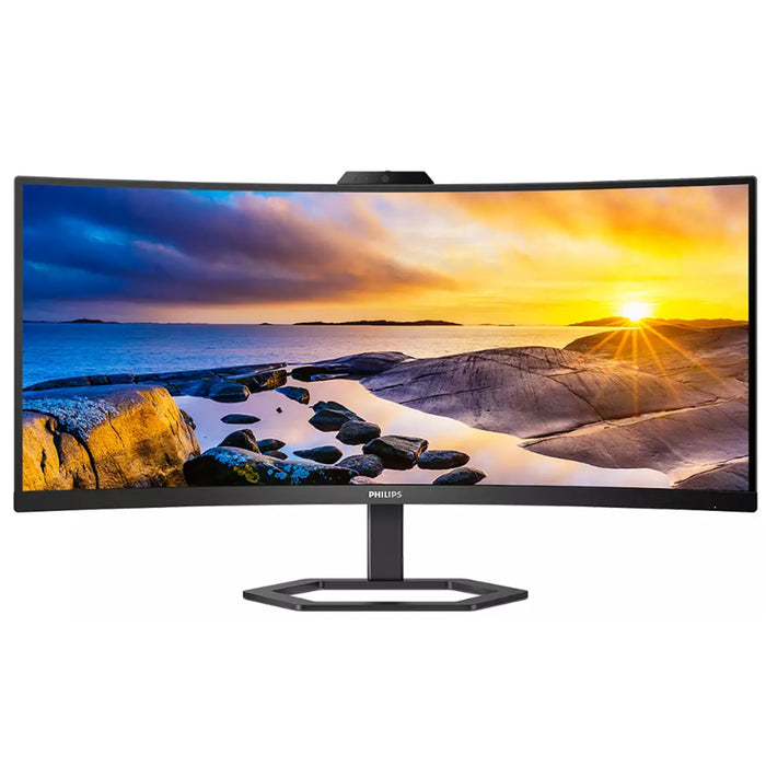 Philips 34E1C5600HE 34" Ultrawide Curved Monitor with Windows Hello Webcam 3440x1440 - DisplayPort - HDMI - USB-C 65W - USB Hub - Speaker - Height / Tilt Adjustable - 100x100 VESA