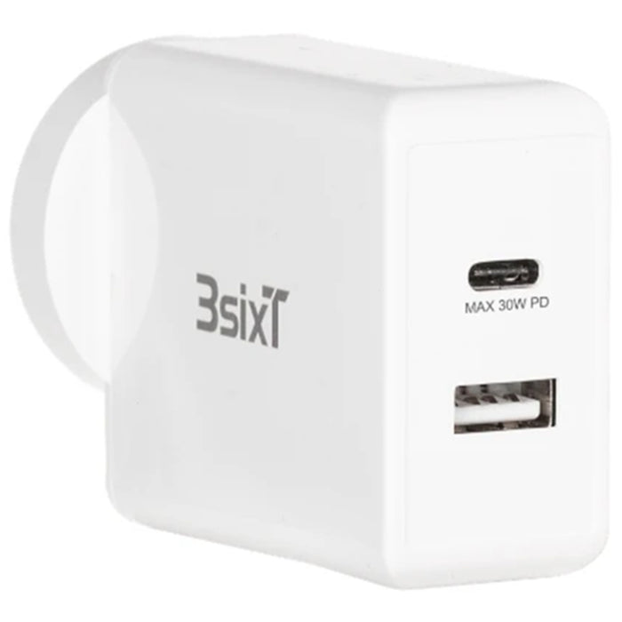 3SIXT 3S-2017 Wall Charger ANZ 30W USB-C PD + 2.4A - White