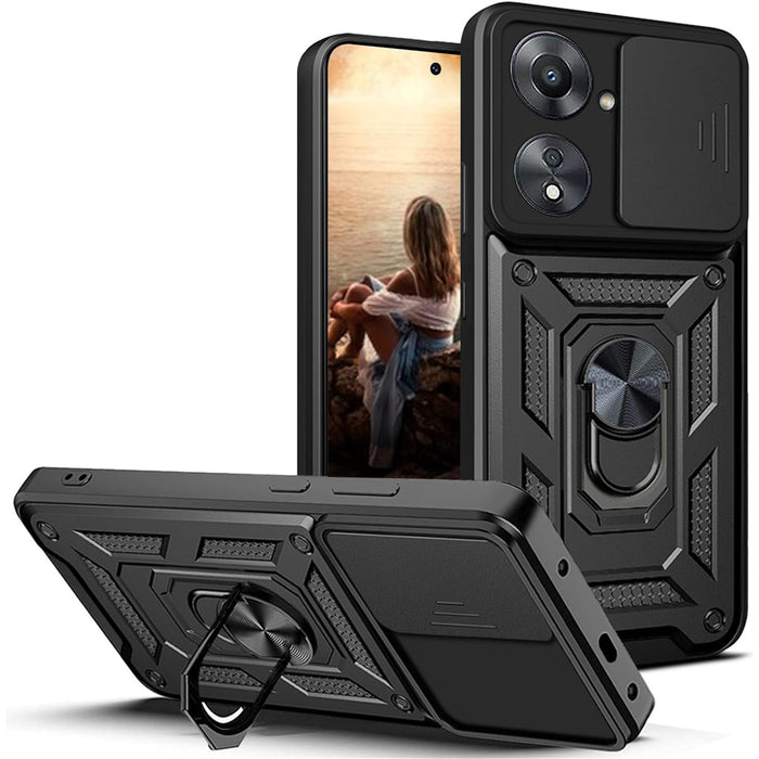 Redmi 13C (2024) Rugged Kickstand Case - Black with Camera Cover Protection