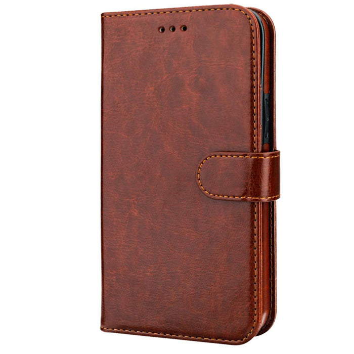 iPhone SE (3rd/2nd Gen)/8/7 Flip Wallet Case - Brown 3 Card Slots - Cash Compartment - Magnetic Clip