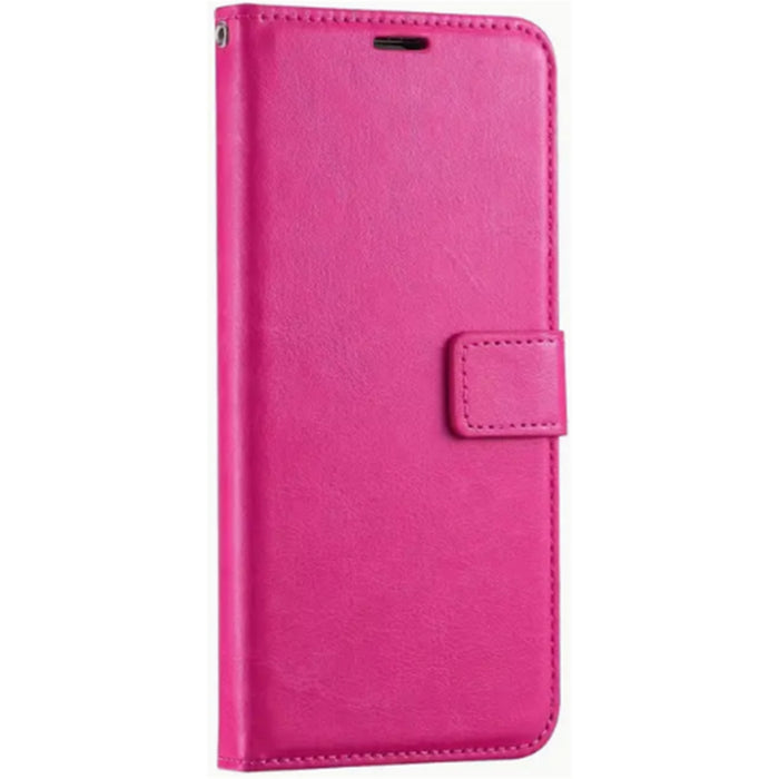 iPhone 15 Pro Flip Wallet Case - Pink 3 Card Slots - Cash Compartment - Magnetic Clip