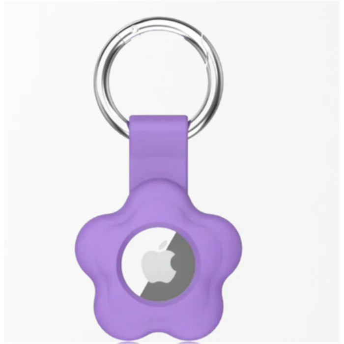 Silicone Flower Key Ring for Airtag - Purple