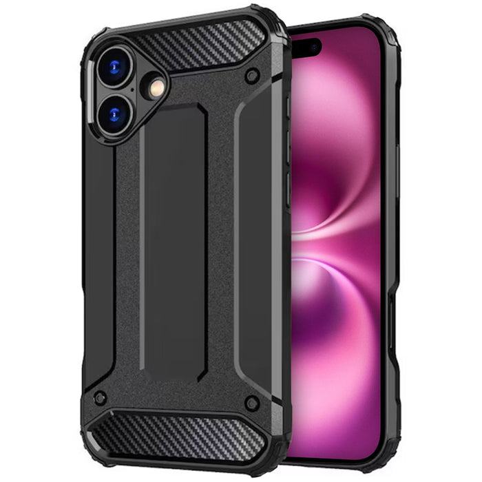 iPhone 16 Plus (6.7") Rugged Case - Black Tough - Dual Layer Protection