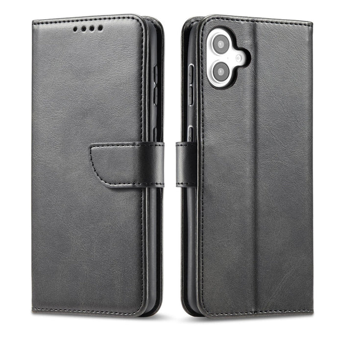 iPhone 16 (6.1") Flip Wallet Case - Black 3 Card Slots - Cash Compartment - Magnetic Clip