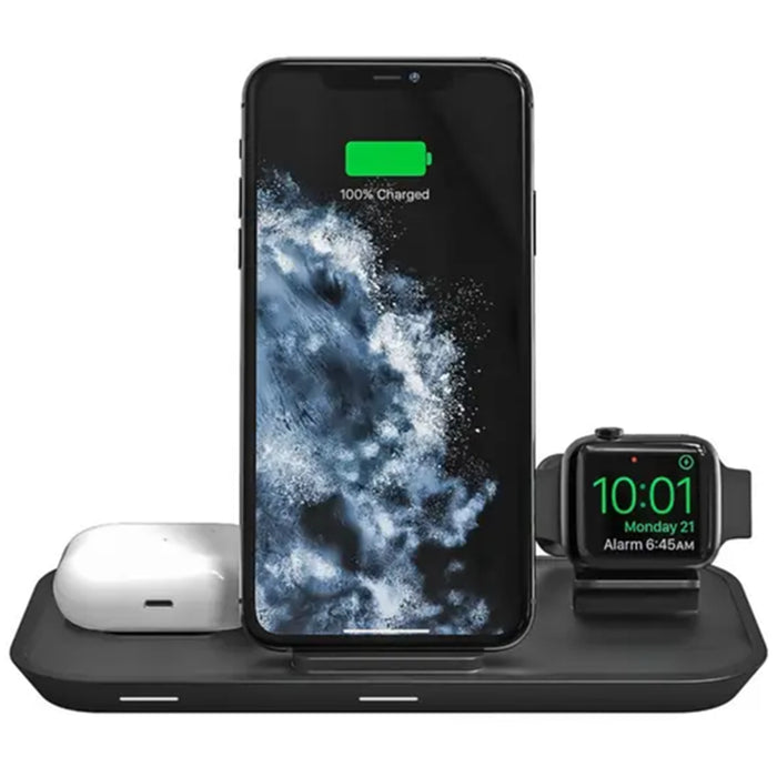 Mophie 3-in-1 Premium Wireless charging stand - Black for iPhone Apple Watch AirPods - Compatible with iPhone 14/13/12/SE