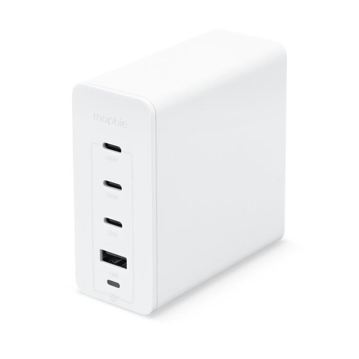 Mophie 120W USB-C PD GaN Wall Charger - White Compact Size Up to 120W Fast Charging Apple iPhones Samsung Smart Phones Solid Construction
