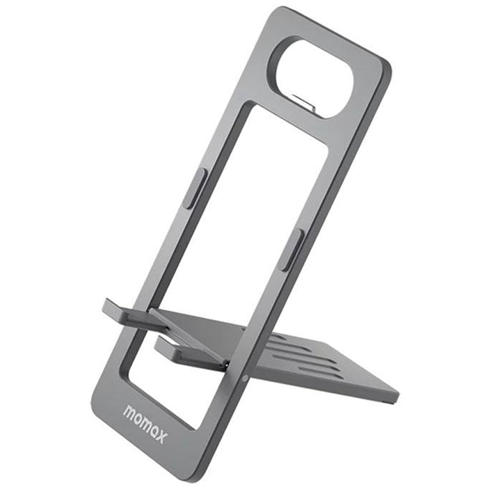 Momax Handy Fold Phone Stand - Space Grey Durable Aluminium Build Ultra Thin Design (4mm Thick Folded) Built-in Bottle Opener Quick Deployment