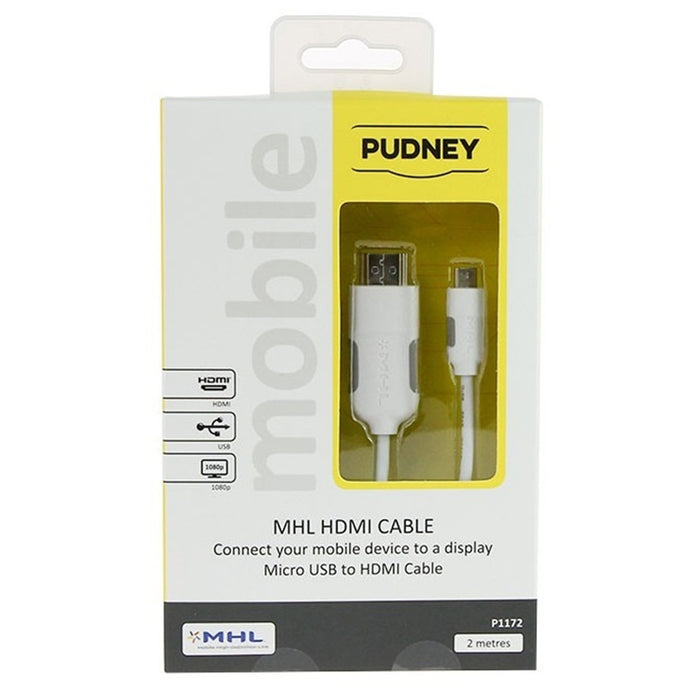 PUDNEY P1172 MHL 2.0 TO HDTV HDMI Cable 2 Metre - White