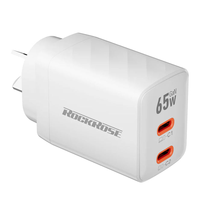 RockRose Casa II G65 65W USB-C AC Wall Charger - 65W PD   Dual USB-C Port