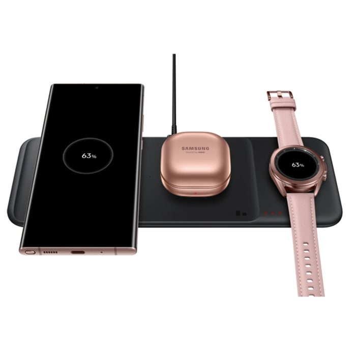 Samsung 3-in-1 Wireless Charger Black - Wireless Charging Qi-enabled Smartphones Samsung Galaxy Watches and earbuds Up To Three Devices Six Coils Built-in