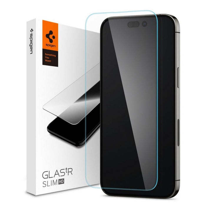 Spigen iPhone 14 Pro Max (6.7") Premium Tempered Glass Screen Protector Super HD Clarity - 9H Screen Hardness - Delicate Touch - Perfect Grip - Case Friendly with Spigen Phone Case (1P)