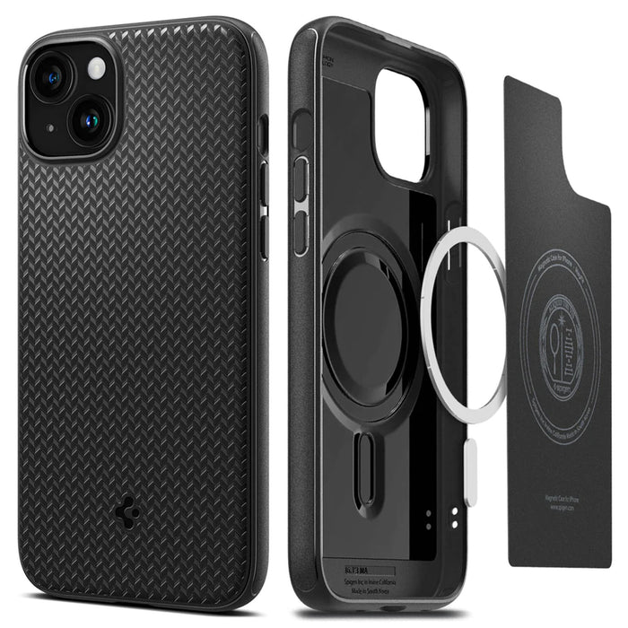 Spigen iPhone 15 (6.1") Mag Armor MagFit Case - Black MagSafe Compatible - Certified Military-Grade Protection - Durable Back Panel + TPU Bumper