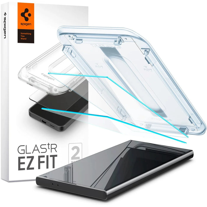 Spigen Galaxy S24 Ultra 5G Premium Tempered Glass Screen Protector - 2 Pack Super HD Clarity - 9H Screen Hardness - Delicate Touch - Perfect Grip - Case Friendly with Spigen Phone Case