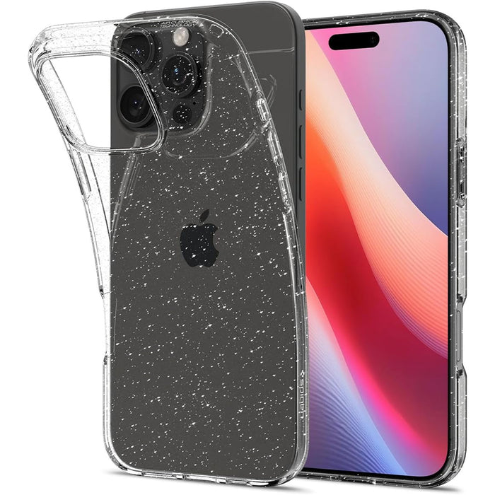 Spigen iPhone 16 Pro Max (6.9") Liquid Crystal Glitter Case - Crystal Quartz All around Glitter - Responsive Clicks - Lightweight - Slim Profile