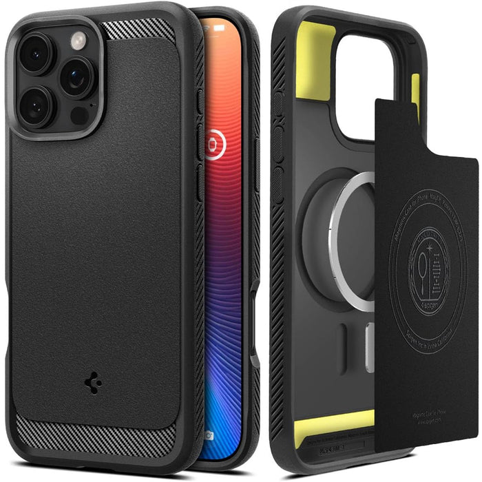 Spigen iPhone 16 Pro Max (6.9") Rugged Armor MagFit Case - Black MagFit - DROP-TESTED MILITARY GRADE - Ultimate Protection - Rugged Design with Matte Finish - Air Cushion Technology