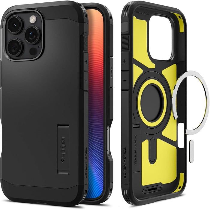 Spigen iPhone 16 Pro Max (6.9") Tough Armor Case - Black Drop-Tested Military Grade - Heavy Duty - 3-Layer Extreme Protection - Air Cushion Technology - Dual Layer Protection