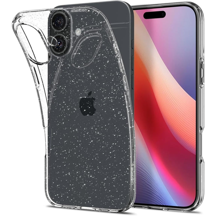 Spigen iPhone 16 (6.1") Liquid Crystal Glitter Case - Crystal Quartz All around Glitter - Responsive Clicks - Lightweight - Slim Profile