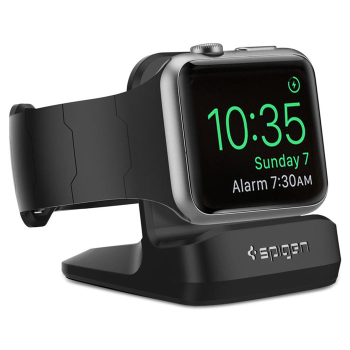 Spigen Apple Watch Night Stand Black Non-Slip Base Secure holdCompact Compatible with Apple Watch Series 6/SE/5/4/3/2/1/Original/ 44mm/40mm/42mm/38mm