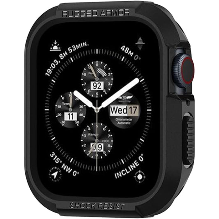 Spigen Apple Watch 45mm/44mm Rugged Armor Case BlackResilient Shock Absorption Compatible with Apple Watch Series 9/8/7(45mm) 6/SE/5/4 44mm 062CS24469