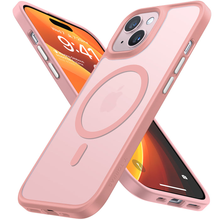 Torras iPhone 15 (6.1") Guardian Magnetic Case - Light Pink MagSafe Compatible - Translucent Slim