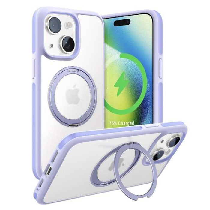 Torras iPhone 15 (6.1") Ostand R Fusion Spin Case (Japan Limited Edition) - Light Purple All in One: Magnetic / Stand / Ring Holder - 360 Spin