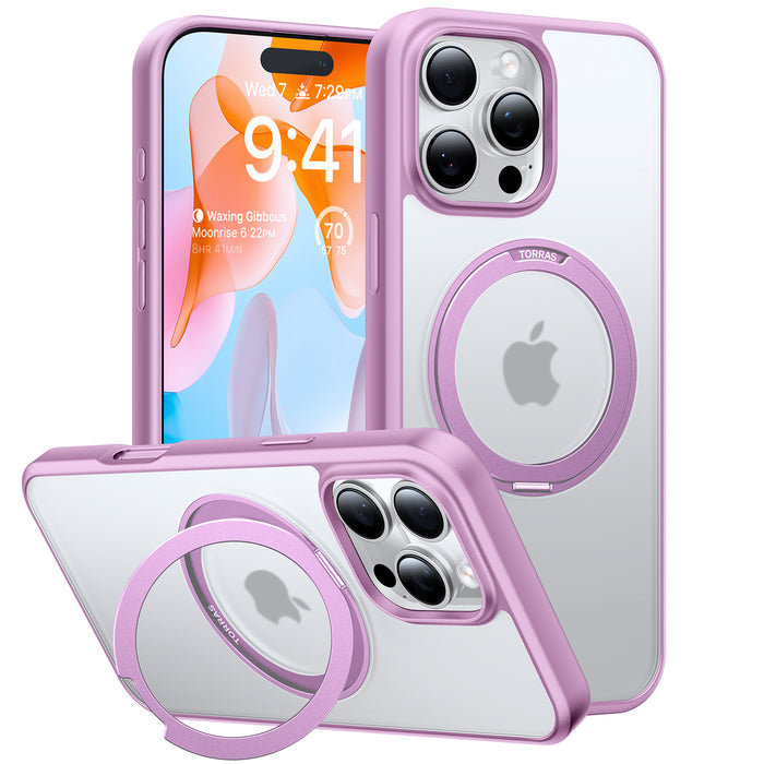 Torras iPhone 16 Pro (6.3") Ostand Pro Case - Pink MagSafe Compatible - 360 Spin