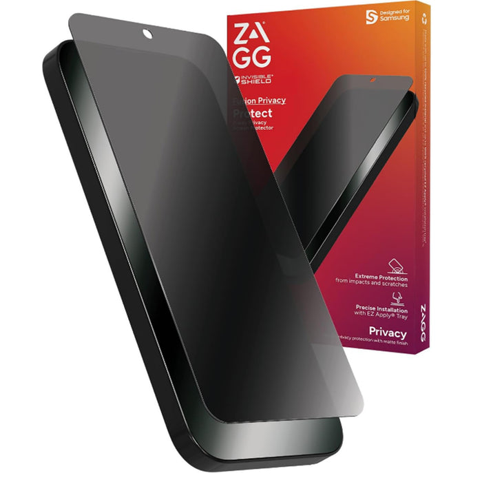 ZAGG Galaxy S24+ 5G InvisibleShield Fusion Privacy Screen Protector - Clear Flexible Hybrid Protection - Anti-Microbial Treatment