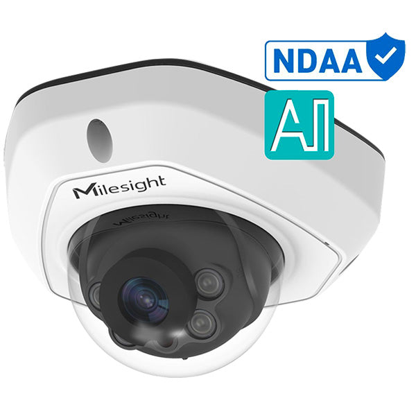 Milesight 5MP NDAA AI Vandal-proof Mini Dome Network Camera - Cable Out