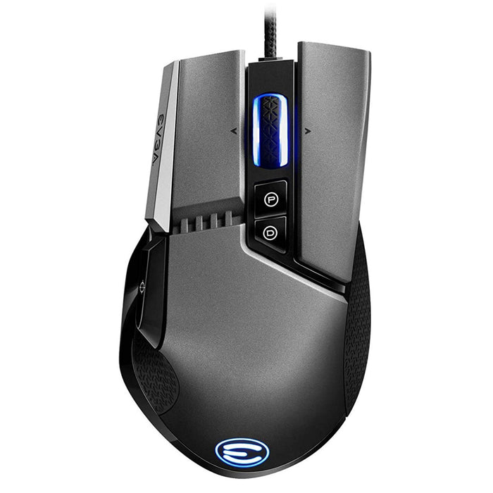 EVGA X17 Wired Gaming Mouse - Grey Customizable - 16000 DPI - 5 Profiles - 10 Buttons - Ergonomic