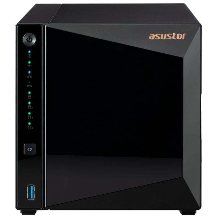 Asustor Drivestor 4 Pro Gen2 AS3304T v2 4-Bay NAS Quad Core 1.7 GHz 2GB RAM 1x 2.5bE 3x USB 3 Years Warranty Come With 4 Free Camera Licenses (25 Licenses Max)