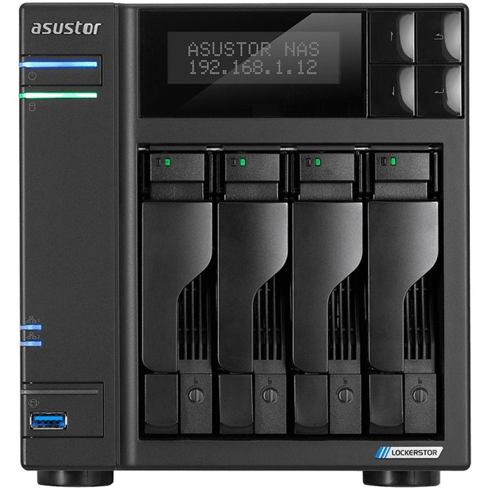 Asustor AS6704T 4-Bay NAS Intel Quad Core Upto 2.9 GHz 4x M.2 2280 NVMe Slot 4GB RAM (16GB Max) 1xPCI 2x 2.5GbE LAN 1x HDMI 3 Years Warranty