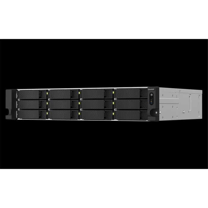 QNAP TS-1264U-RP-8G Business 2U 12-Bay Rackmount NAS Server Intel Celeron 4C/4T 2.9GHz 8GB DDR4 12 x 3.5"/ 2.5" Sata Hot-swappable M.2 Via PCIe 2x2.5GbE 1xPCIe 3 Years Warranty. Come With 8 Camera License