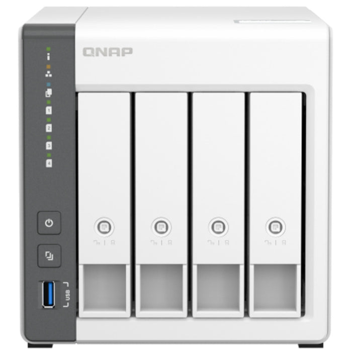 QNAP TS-433-4G Home and Business 4-Bay Desktop NAS Server Quad Core 2.0GHz 4GB Memory Hot-swappable 2x GbE 3x USB3.2 2 Years Warranty Come with 2 Camera License