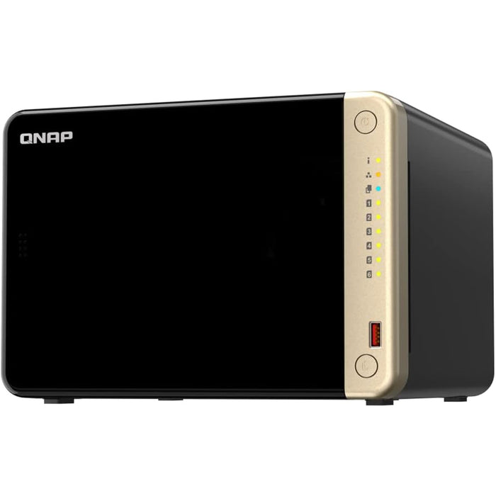 QNAP TS-664-16G Business 6-Bay Desktop NAS Server Intel Quad Core Upto 2.9GHz 16GB RAM  2x 2.5GbE LAN 4x USB 1x HDMI 2.0 2 x M.2 2280 PCIe Gen 3 x2 slots 3 Years Warranty Come with 8 Camera License