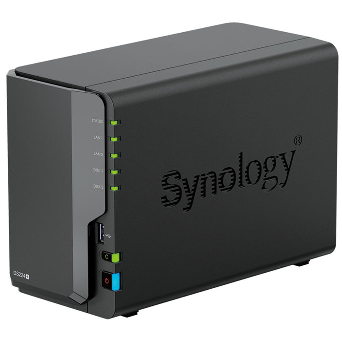 Synology DiskStation DS224+ 2-Bay NAS Server Intel Quard Core Upto 2.7 GHz 2GB RAM (6GB Max) 2x GbE 2x USB3.2 2 Years Warranty