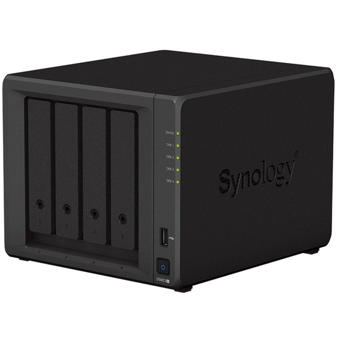 Synology DiskStation DS923+ 4-Bay NAS Server AMD Ryzen R1600 Dual Core Upto 3.1 GHz 4GB ECC DDR4 (32GB Max) 2xM.2 Slot 2xGbE 1xPCI 2x USB 3.2 3 Years Warranty