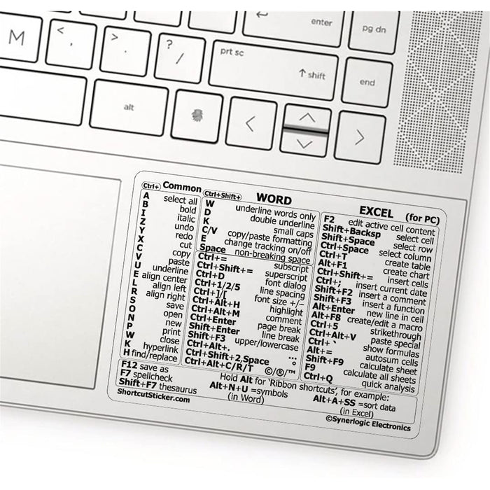 Microsoft Word/Excel (for Windows) Reference Keyboard Shortcut Sticker - Clear No-Residue Adhesive (1 PCS)