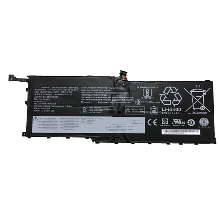 Laptop Battery For Lenovo ThinkPad X1 Carbon 4th Gen 2016 15.2V 52Wh 3.44Ah PN: 01AV438 00HW028 00HW029 01AV409 01AV410 01AV439 01AV440 01AV441 SB10F46466SB10F46467 SB10K97566 SB10K97567 01AV45801AV457 01AV444 01AV458 01AV473