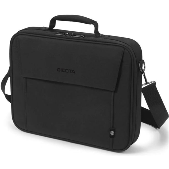 Dicota Eco Multi BASE Clamshell Carry Bag for 15.6" Laptops - Black with Shoulder Strap - Suitable for Education & Business - A Light Notebook Case with Protective Padding