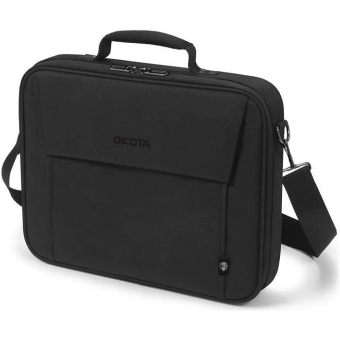 Dicota Eco Multi BASE Clamshell Carry Bag for 13.3"-14.1" Laptops - Black with Shoulder Strap - Suitable for Education & Business - A Light Notebook Case with Protective Padding